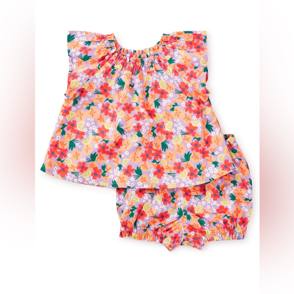 Tea Collection Floral Ruffle Baby Set, 6-9M